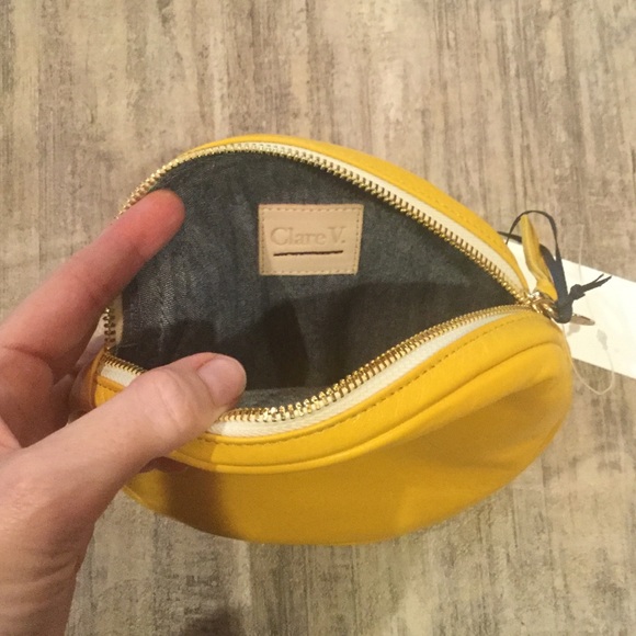 New Clare V. Maison Yellow Leather Circle Clutch - Picture 8 of 8